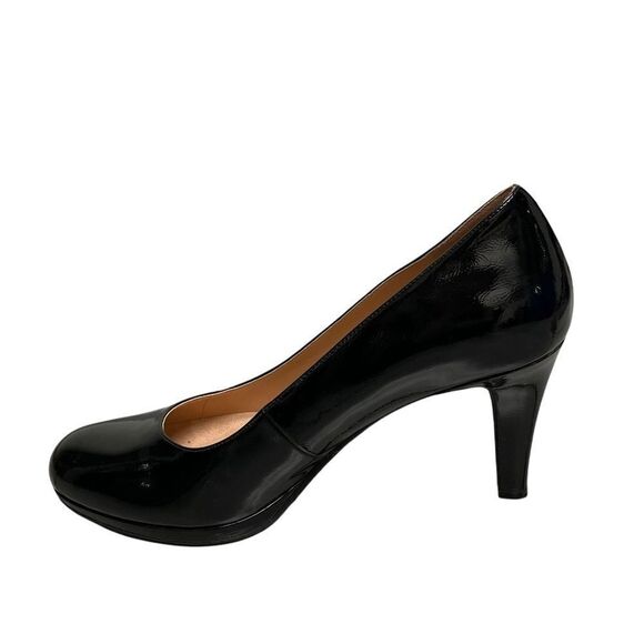 Naturalizer Michelle Almond Toe Pump Heels Black Patent Leather 9W - Picture 2 of 9
